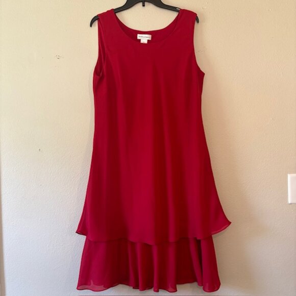 ✨ Draper's & Damon's Red Layered Dress & Jacket Set - XL ✨ - Picture 2 of 6